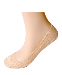 12 Pairs Fashion Womens Cotton Blend Lace Foot Socks SO320024 NUDE